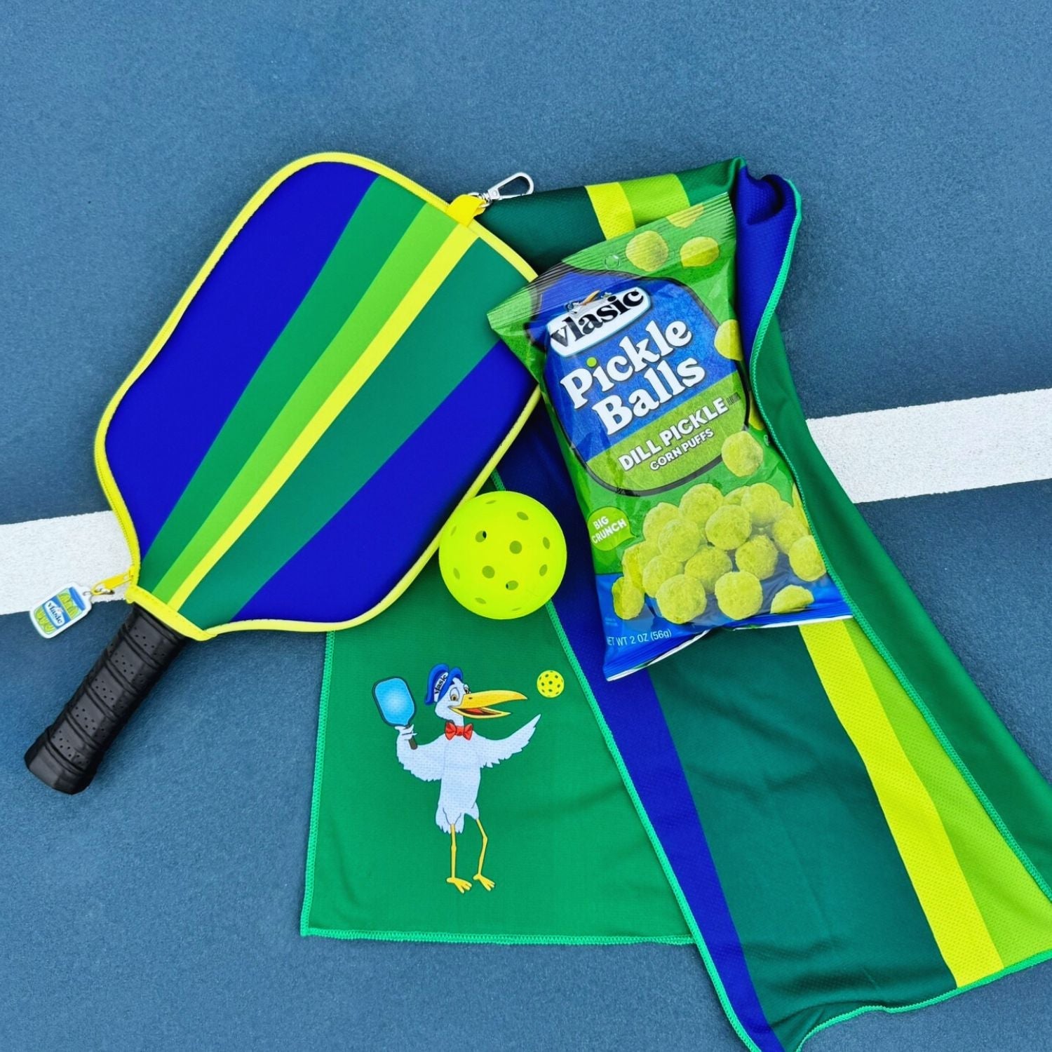Exclusive collaboration between Vlasic Pickles and Posh Pickler. Paddle Cover and Cooling towel