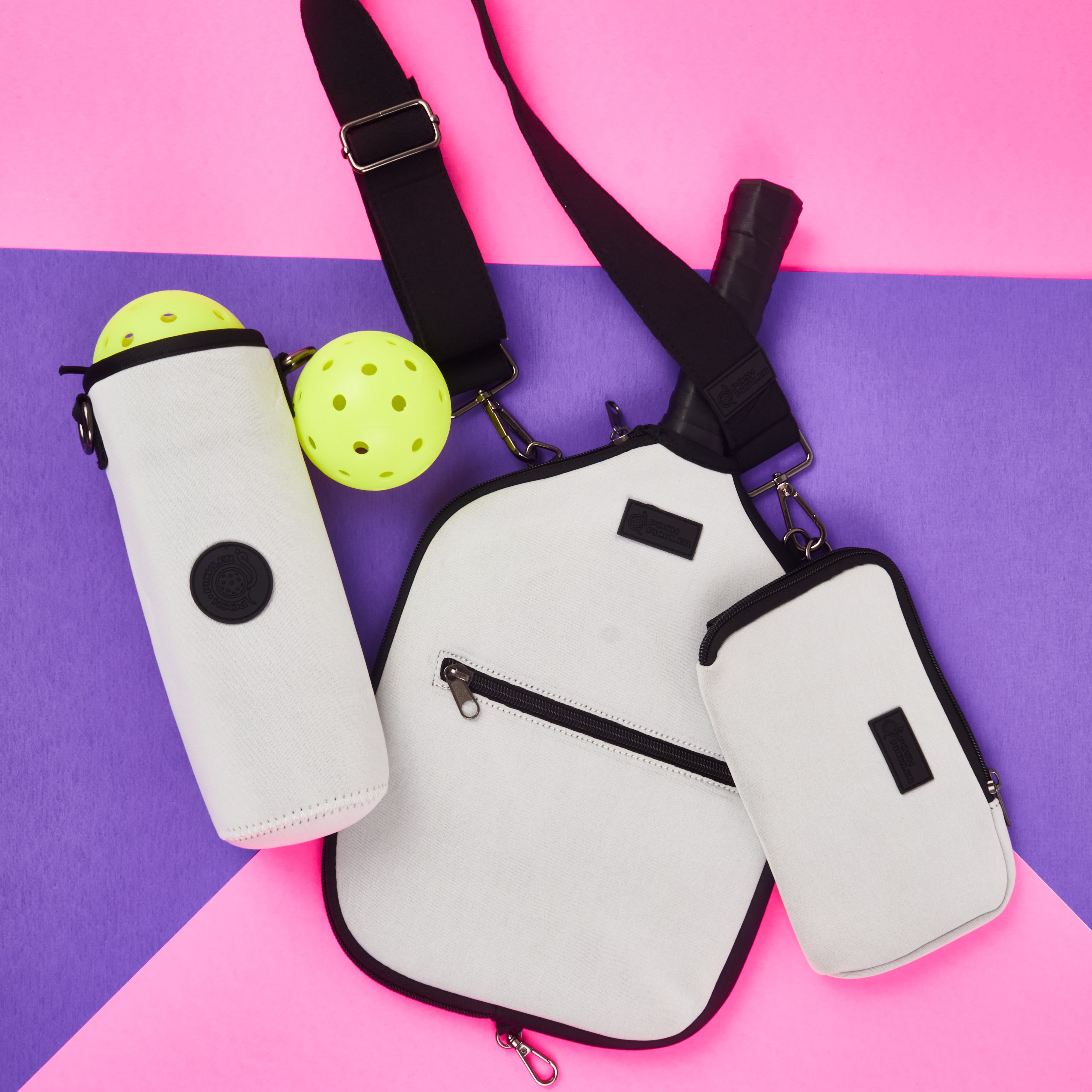 3pc Pickleball Gift Sets include Paddle Cover, with Clip-On Storage and Ball holder making a great Pickleball Bag