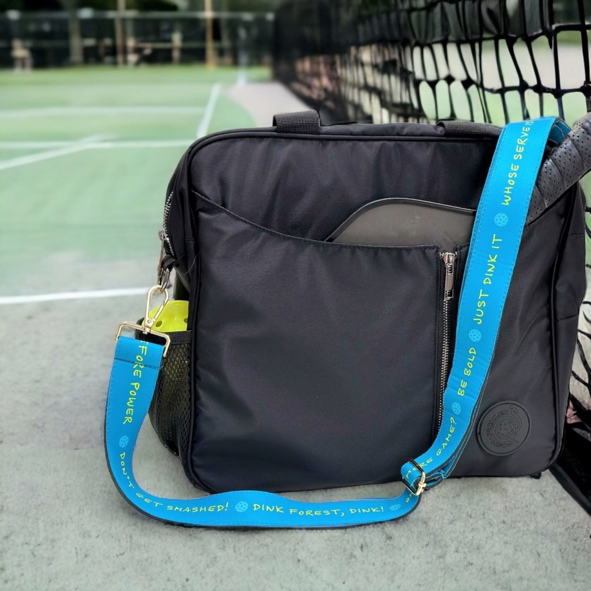Pickleball Bag & Bag Strap Gift Set- Black/Sayings - Posh Pickler