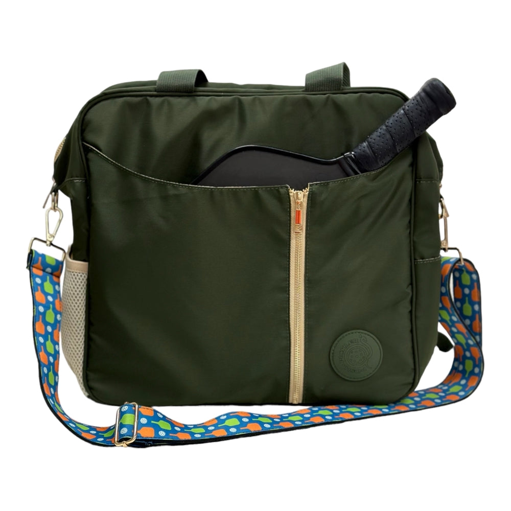 3-in-1 Pickleball Bag & Add-On Strap Gift Set- Green/Bold Banger
