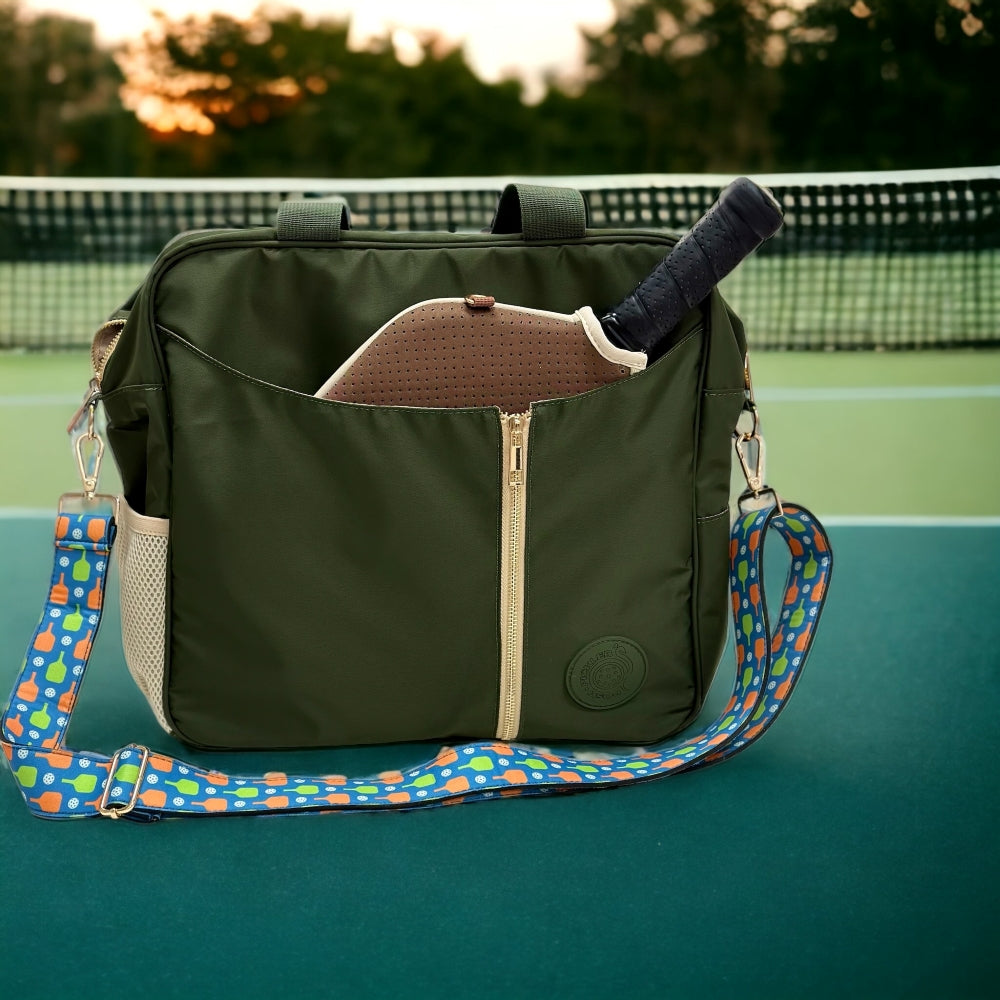 Pickleball Bag & Bag Strap Gift Set- Green/Bold Banger - Posh Pickler