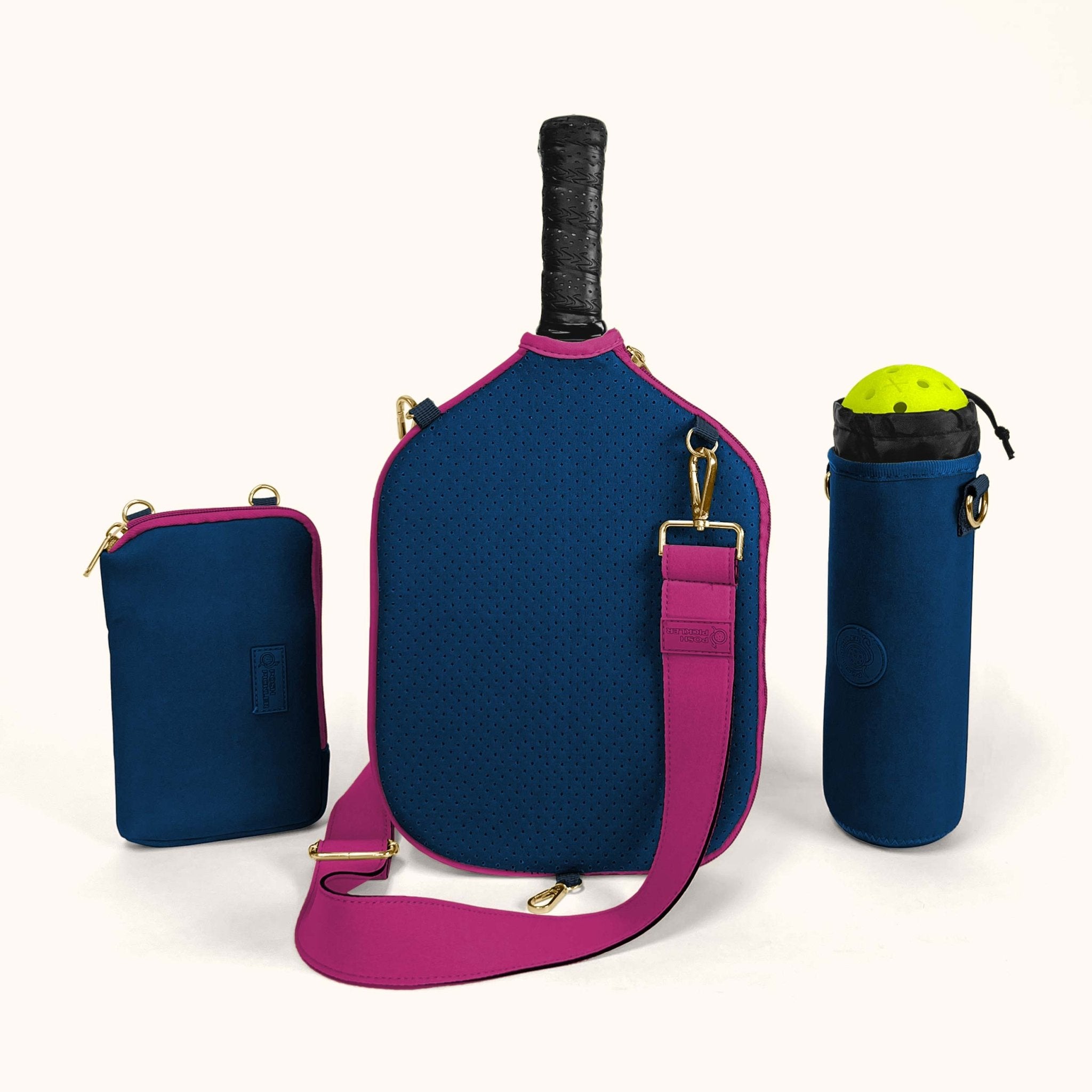 Pickleball Paddle Cover and Accessories Gift Set - Navy - Posh Pickler