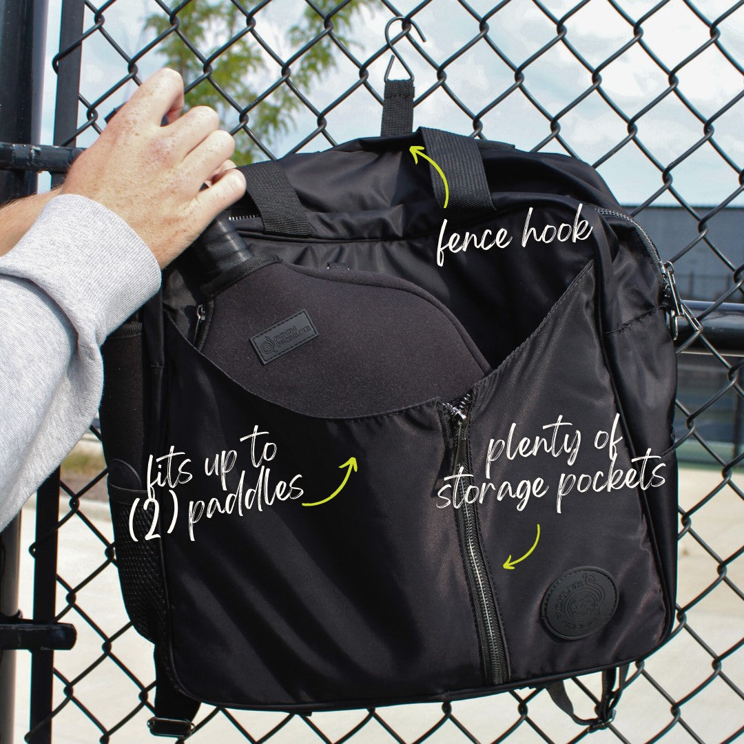 Black Pickleball Bag with Fence hook