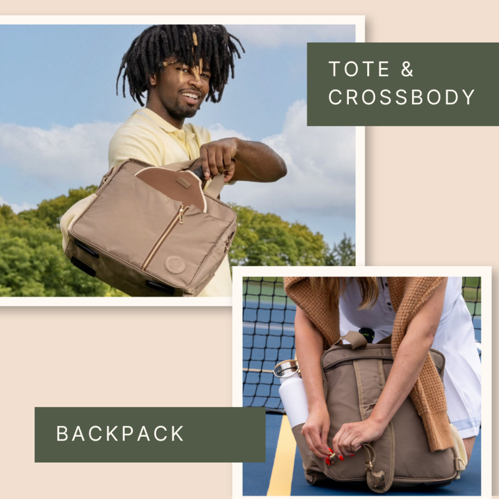 Pickleball Bag & Bag Strap Gift Set- Brown Bag/Pickle Love - Posh Pickler