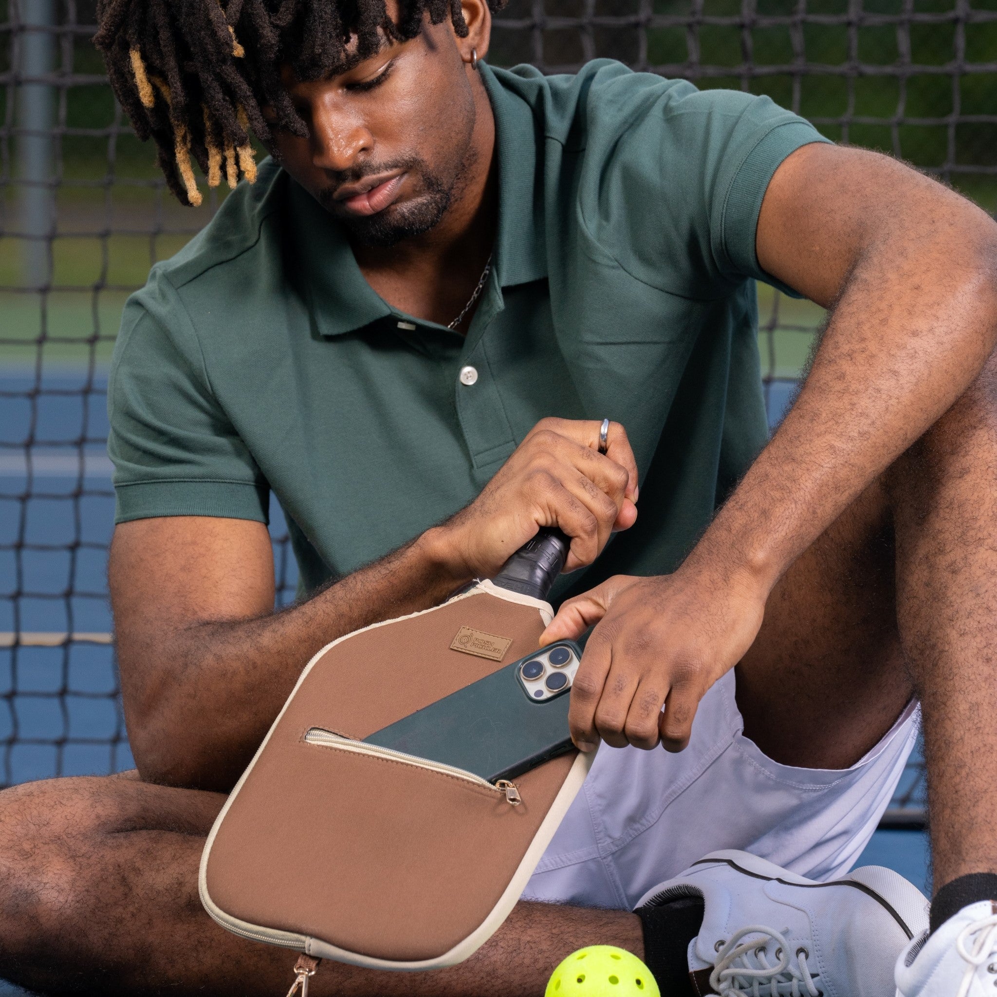 Crossbody Pickleball Paddle Cover | Brown - Posh Pickler