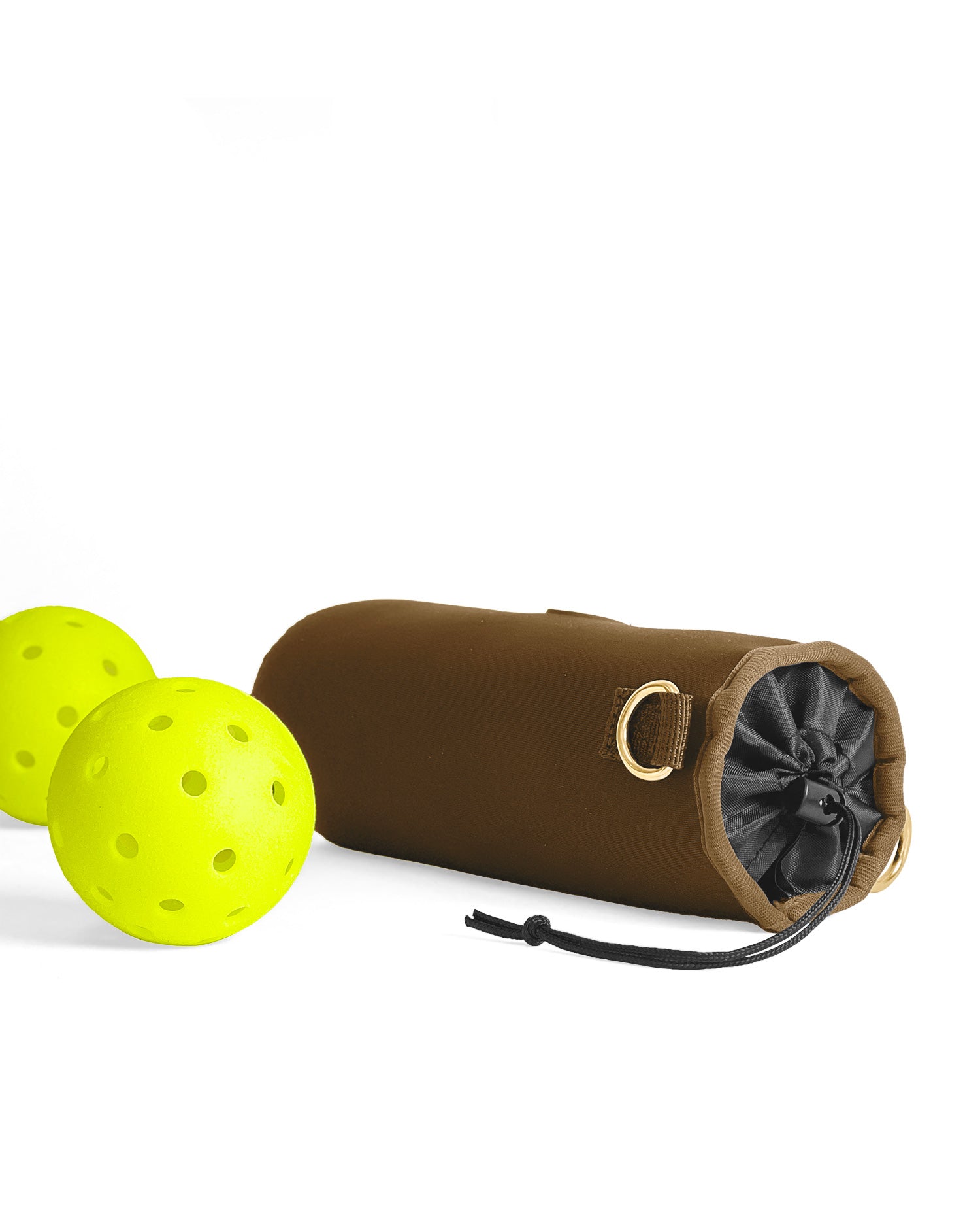 Pickleball Drawstring Pouch in Brown- Posh Pickler