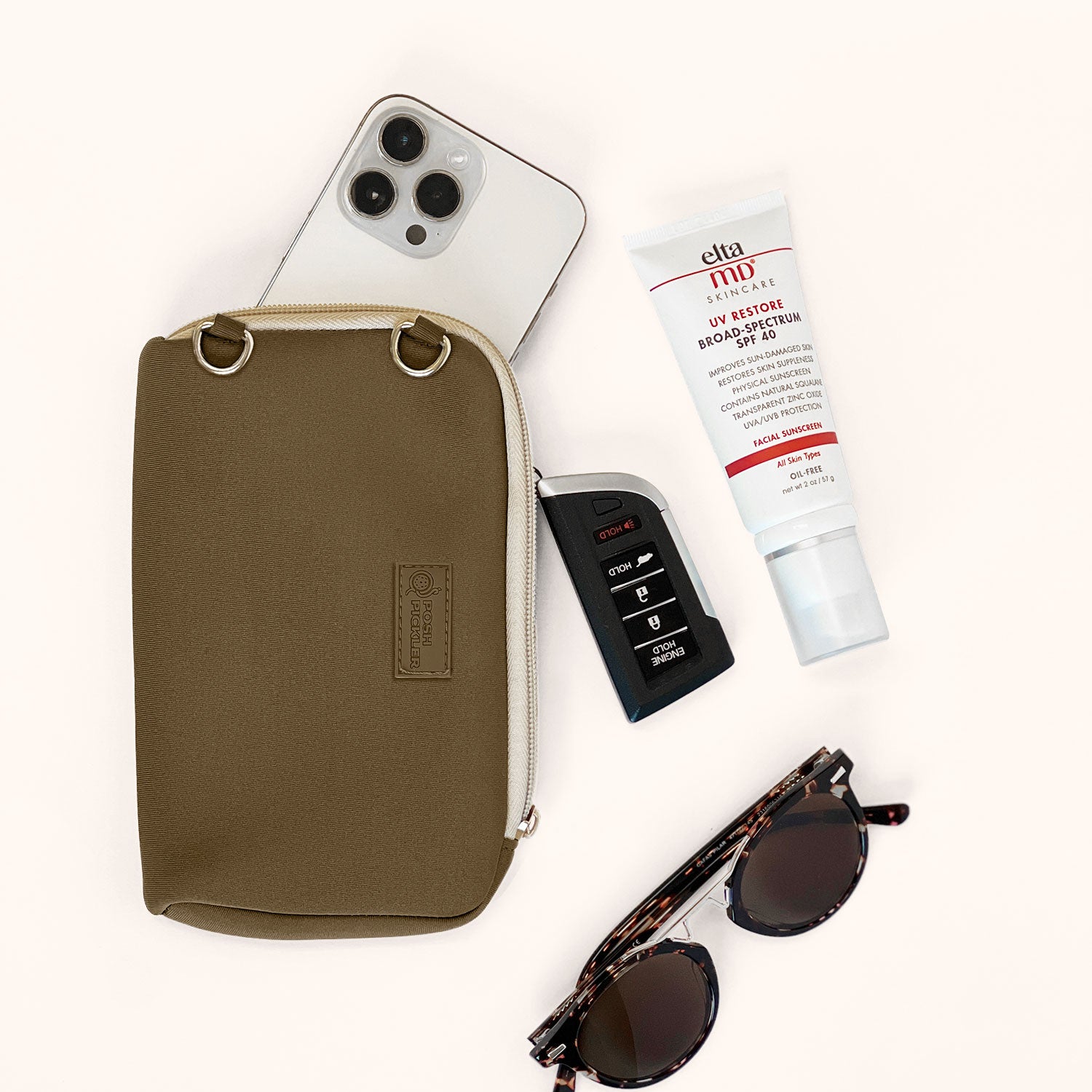 Pickleball Zipper Pouch | Brown - Posh Pickler