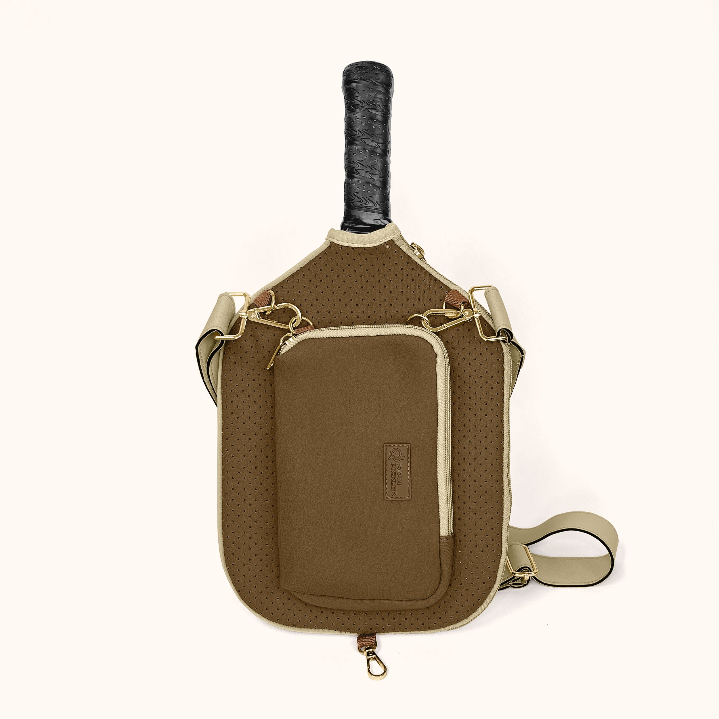 Pickleball Zipper Pouch | Brown - Posh Pickler