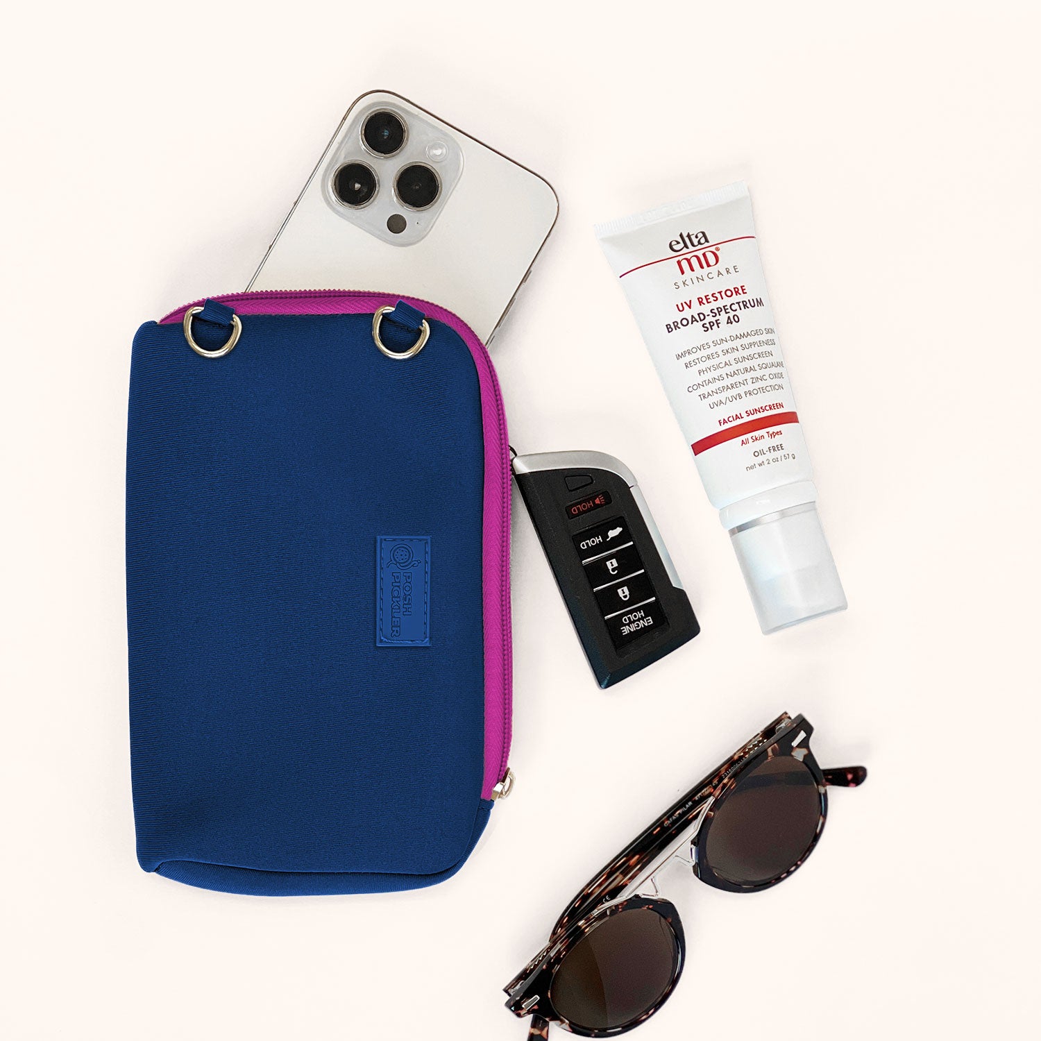 Pickleball Zipper Storage Pouch - Navy - Posh Pickler