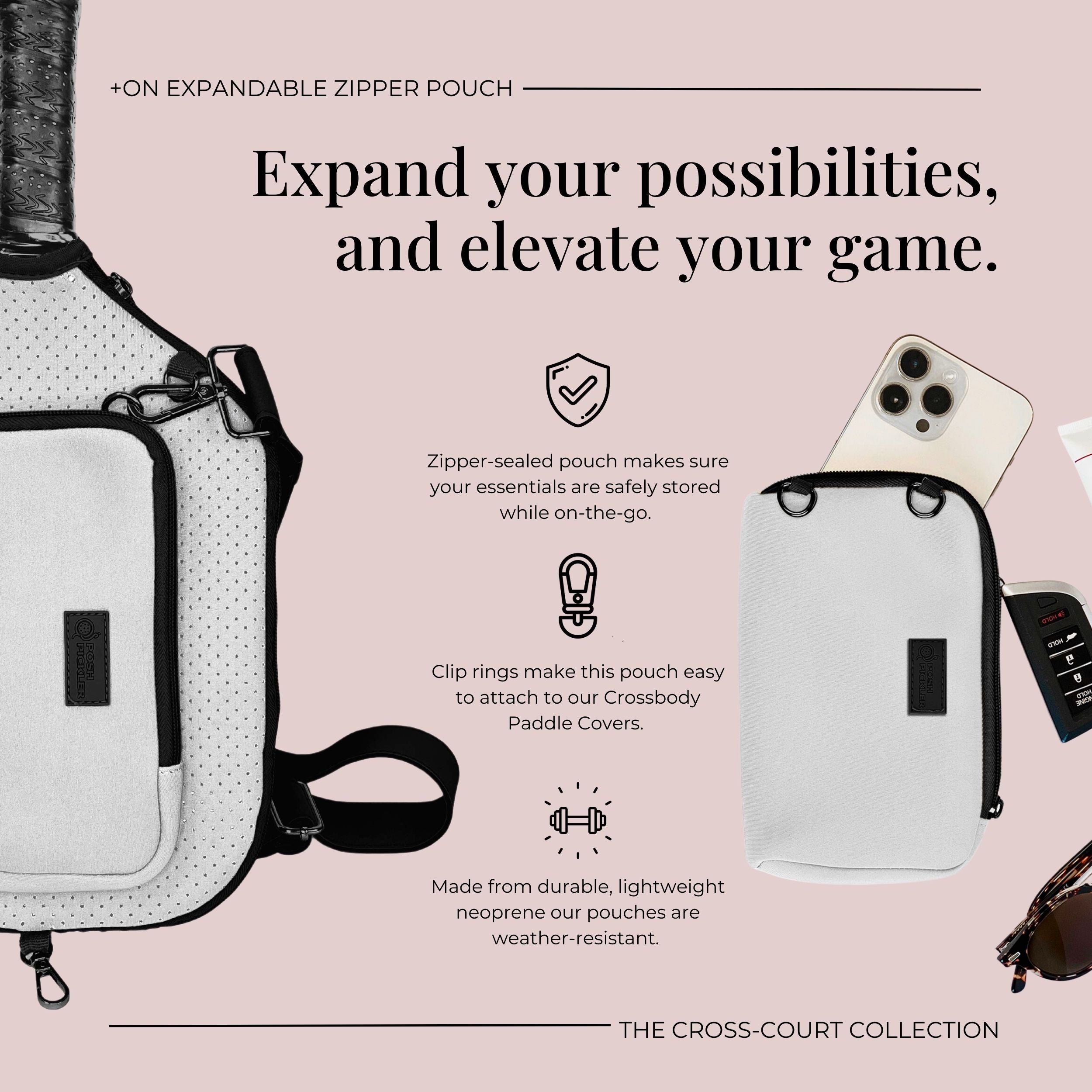Pickleball Zipper Pouch | Platinum - Posh Pickler