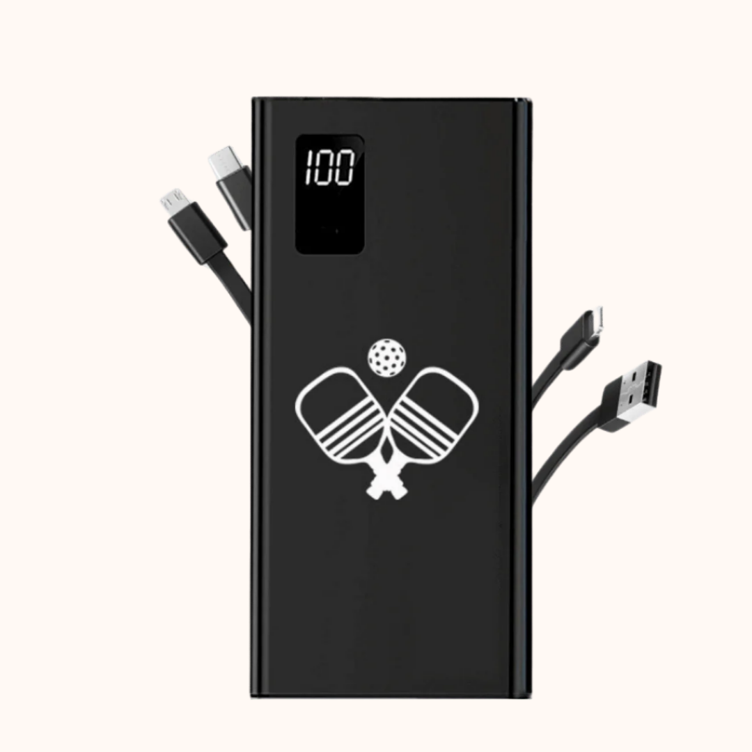 5-in-1 Portable Charger with built-in cords- Black - Posh Pickler
