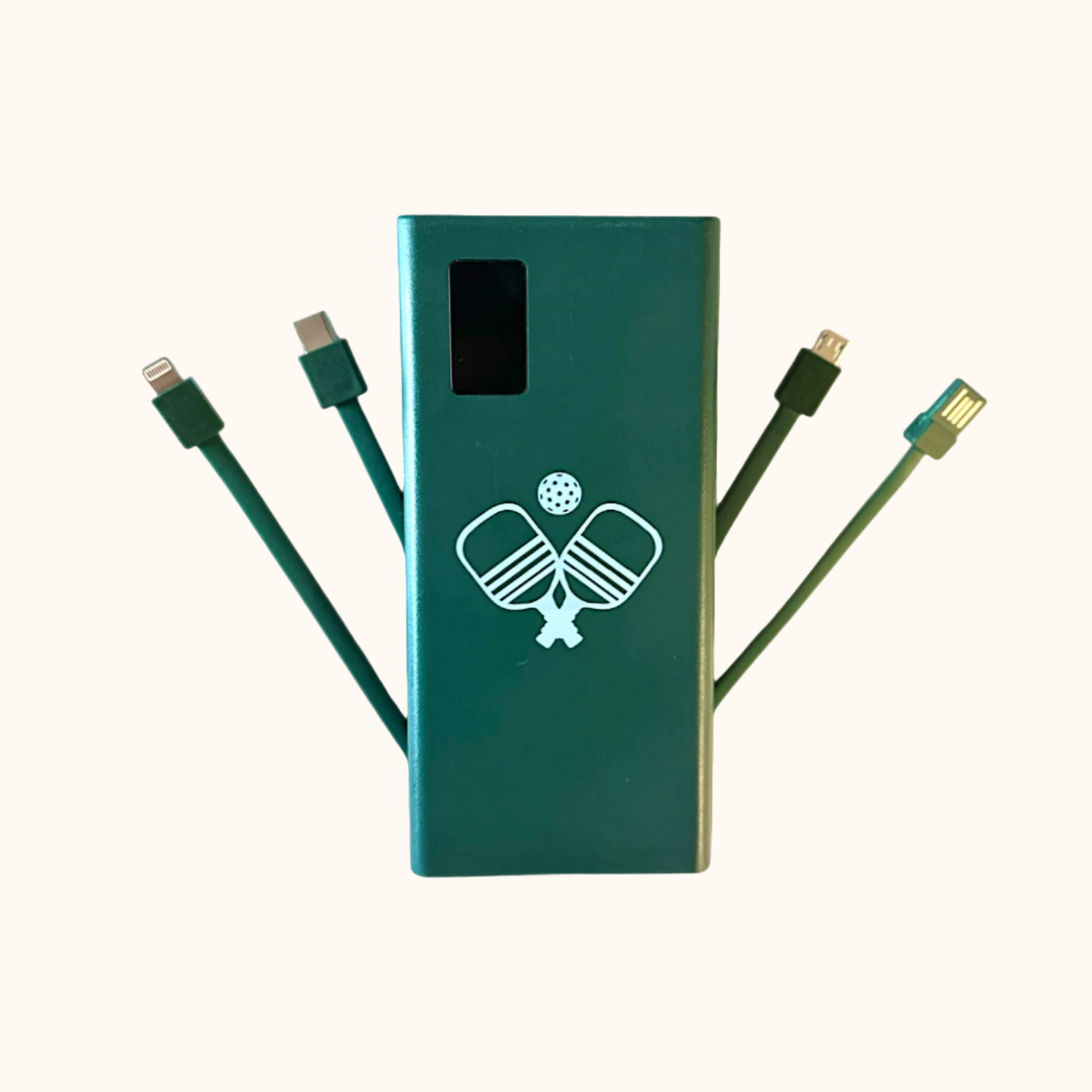 5-in-1 Portable Charger with built-in cords- Green - Posh Pickler