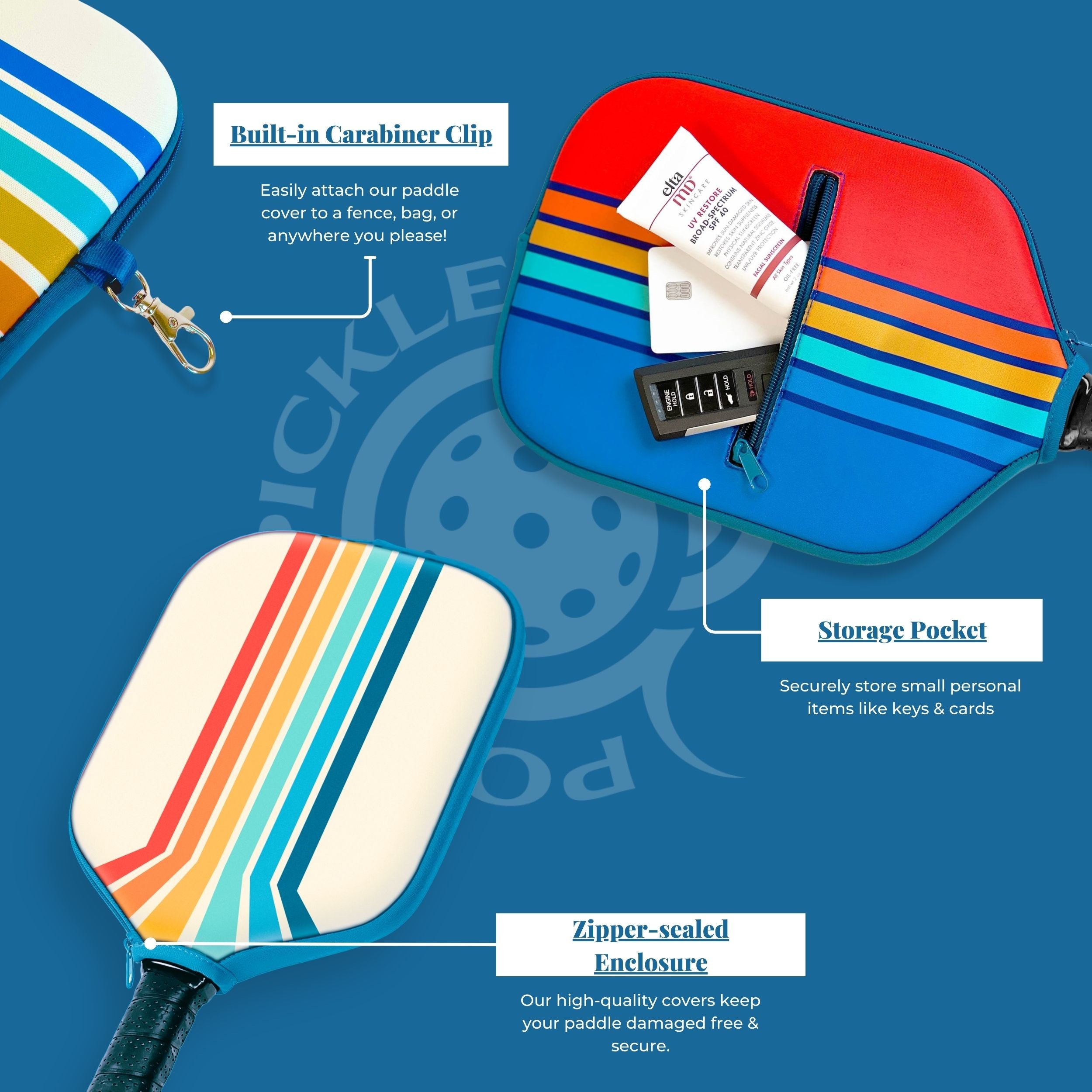 Pickleball Paddle Cover with Storage Pickle Love Red - Posh Pickler