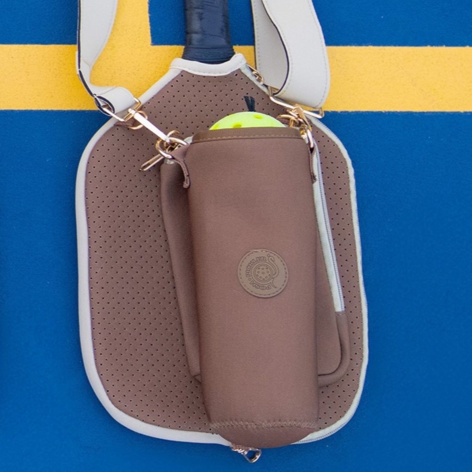 Pickleball Drawstring Pouch | Brown - Posh Pickler