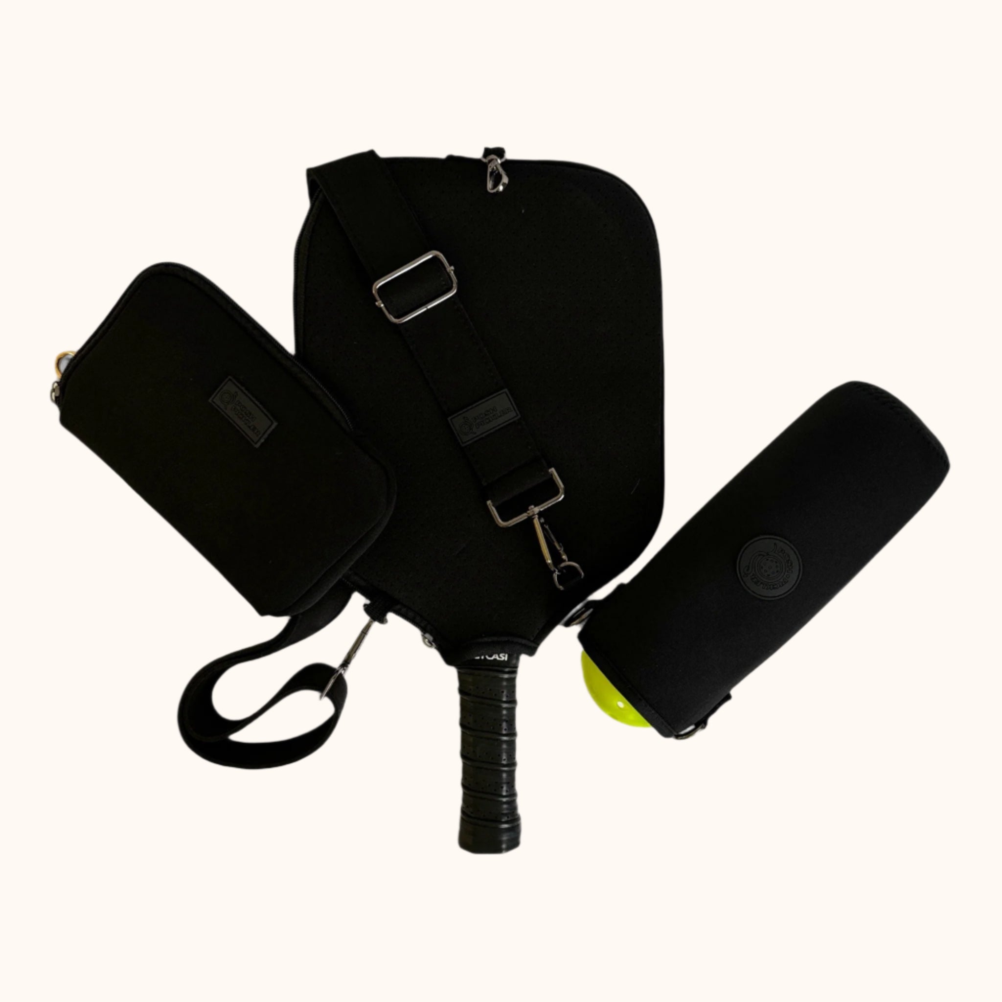 Pickleball Drawstring Pouch | Black - Posh Pickler