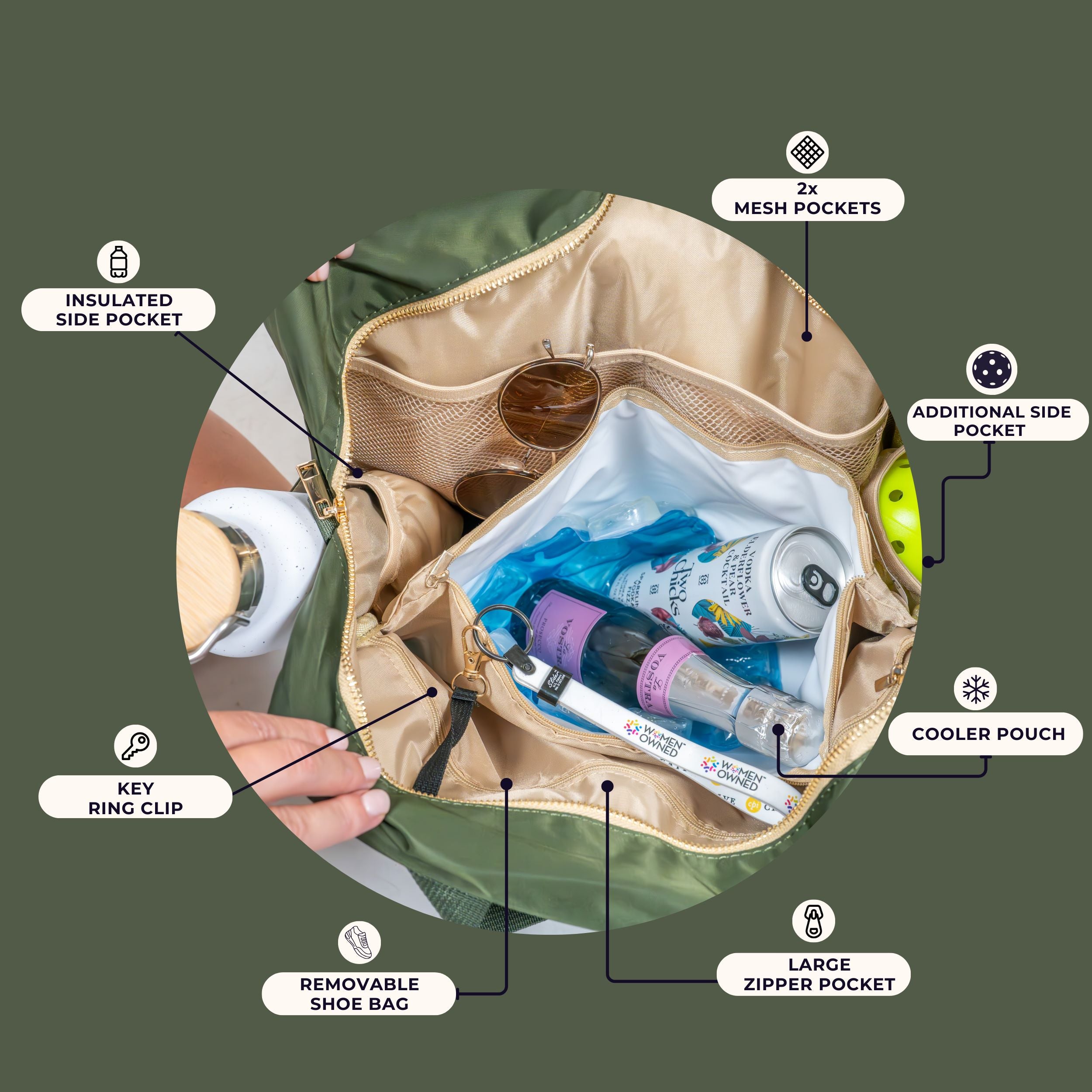 Pickleball Bag & Bag Strap Gift Set- Brown Bag/Pickle Love - Posh Pickler