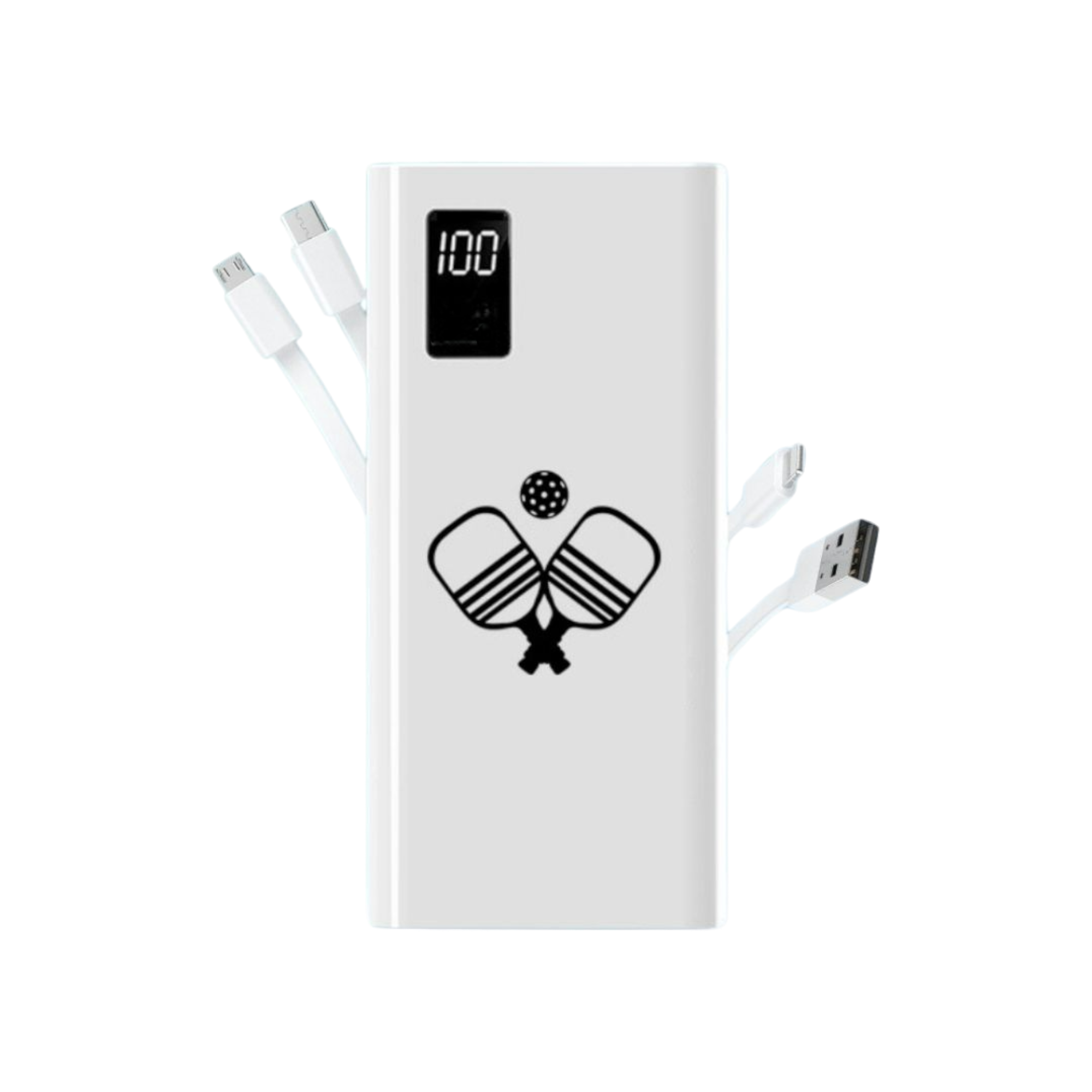 5-in-1 Portable Charger with built-in cords- Paddle Design White