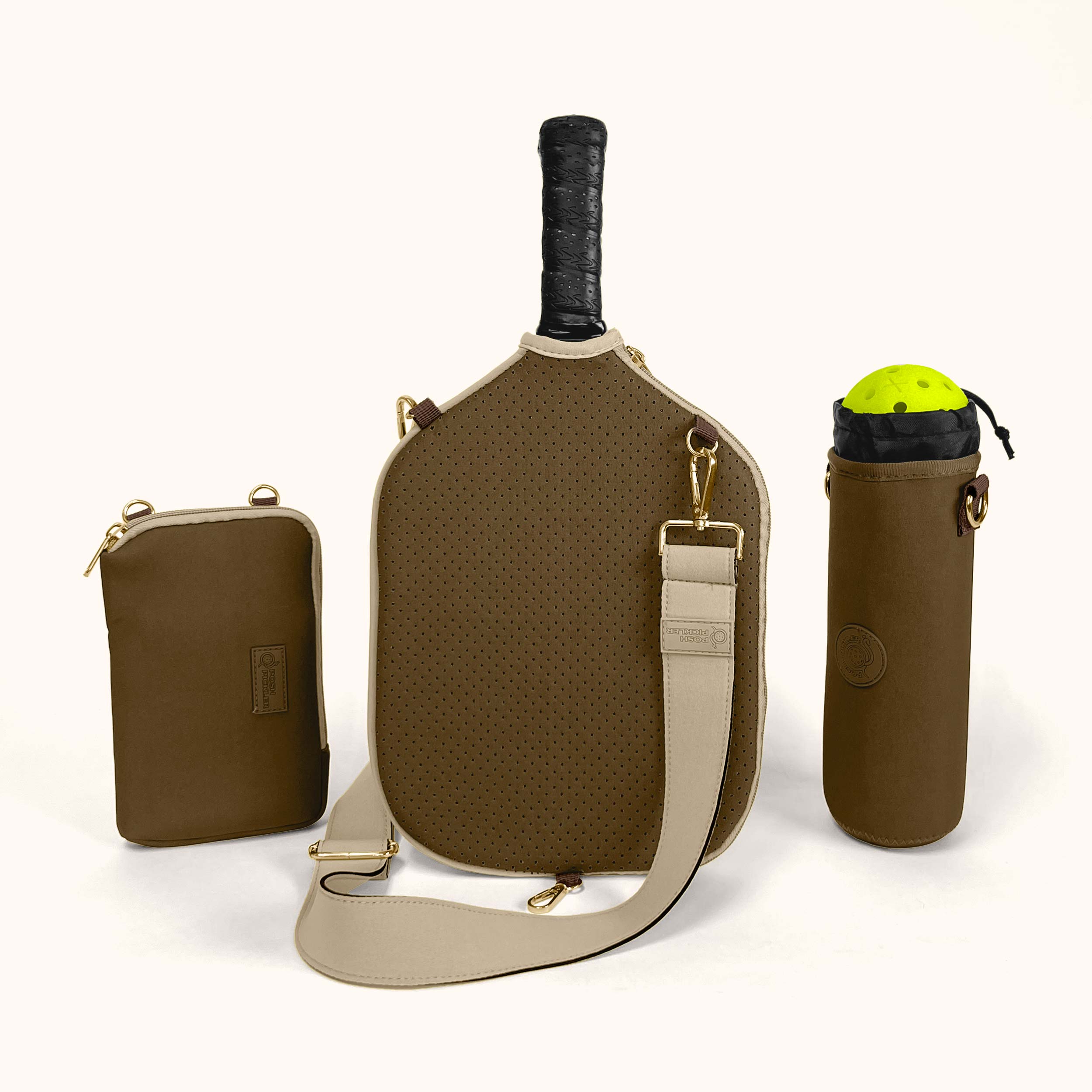 Pickleball Paddle Cover and Accessories Gift Set - Brown