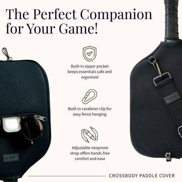 Crossbody Pickleball Paddle Cover - Black