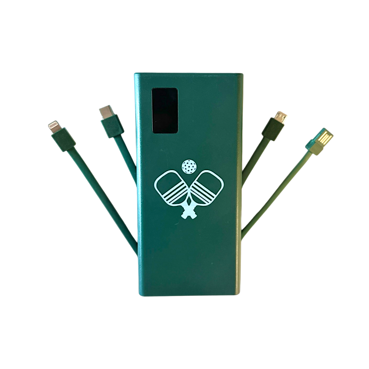 5-in-1 Portable Charger with built-in cords- Green